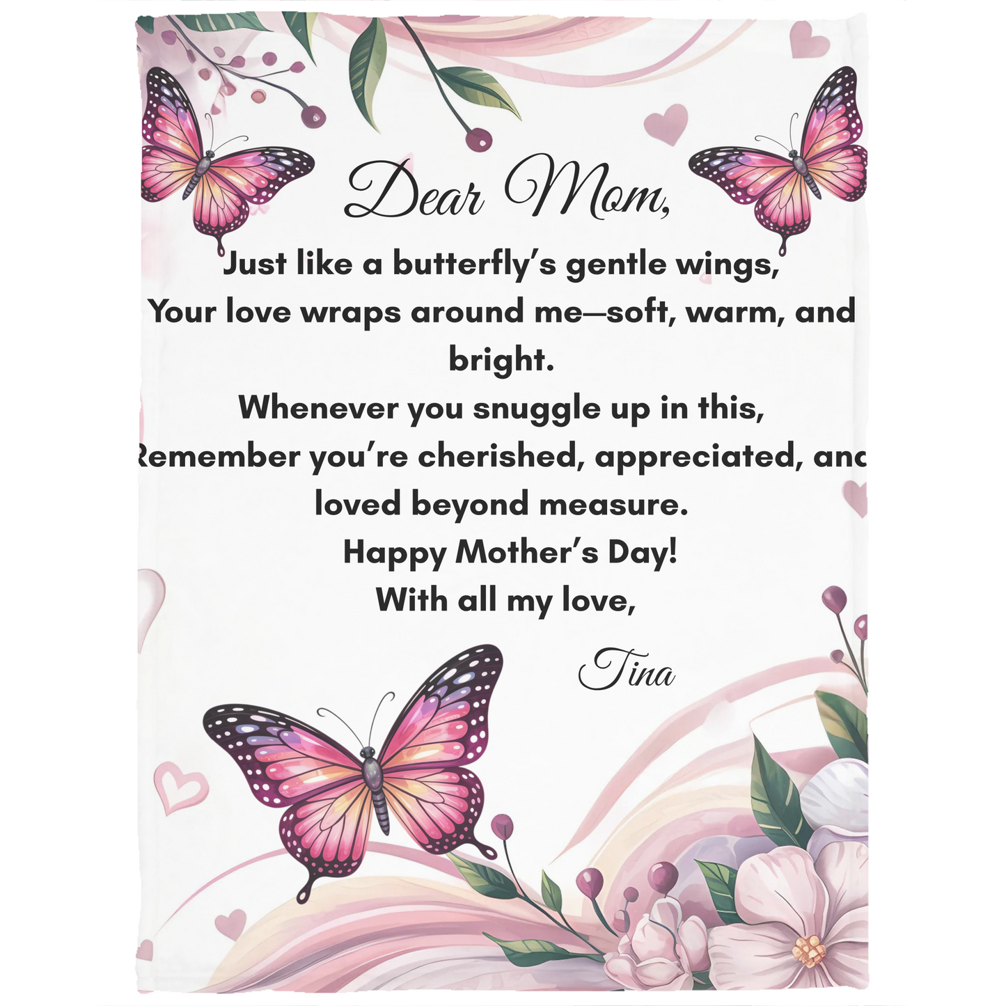 “Dear Mom Personalized Fleece Blanket - A Heartfelt Gift to Show Your Love”