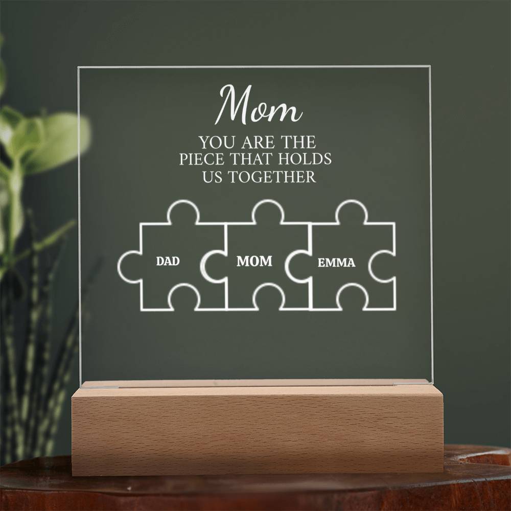 Mom Puzzle Piece Plaque