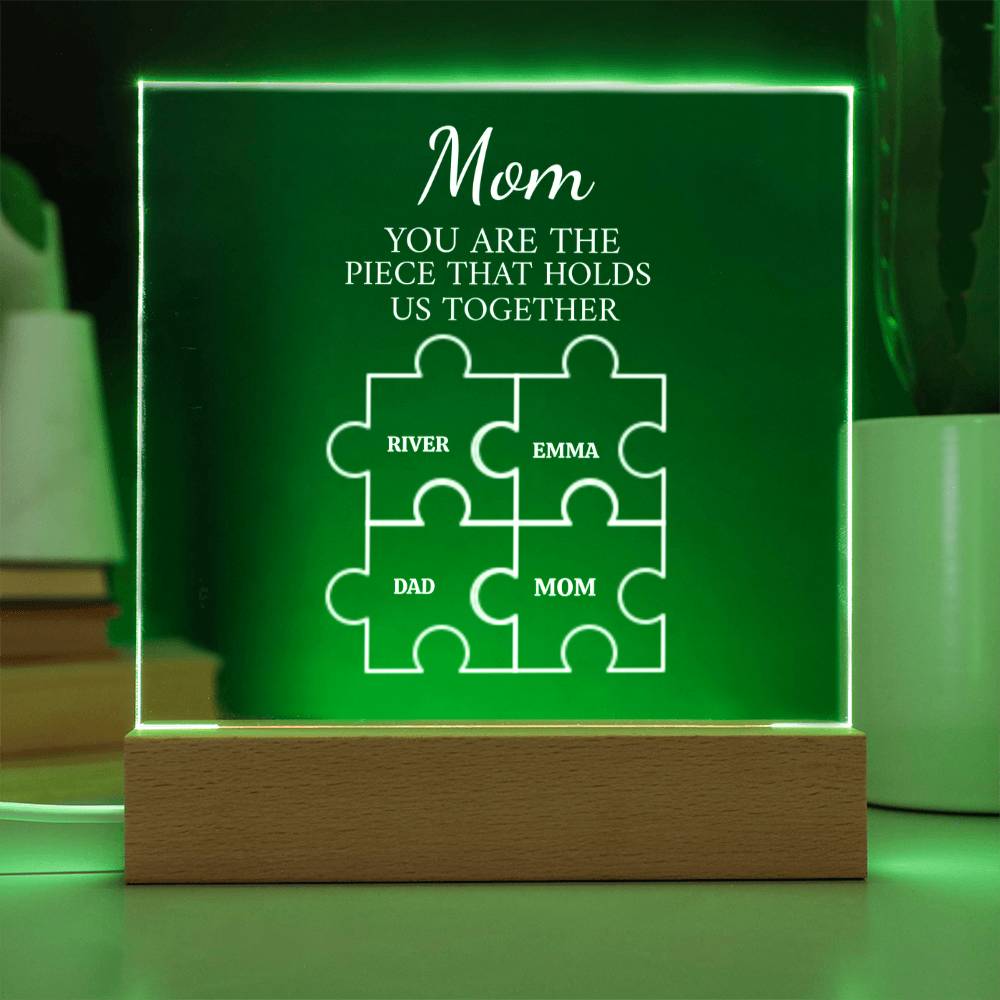 Mom Puzzle Piece Plaque