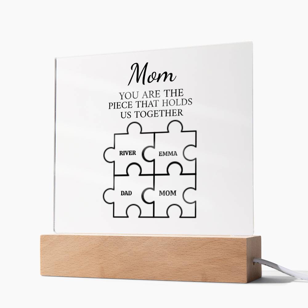 Mom Puzzle Piece Plaque