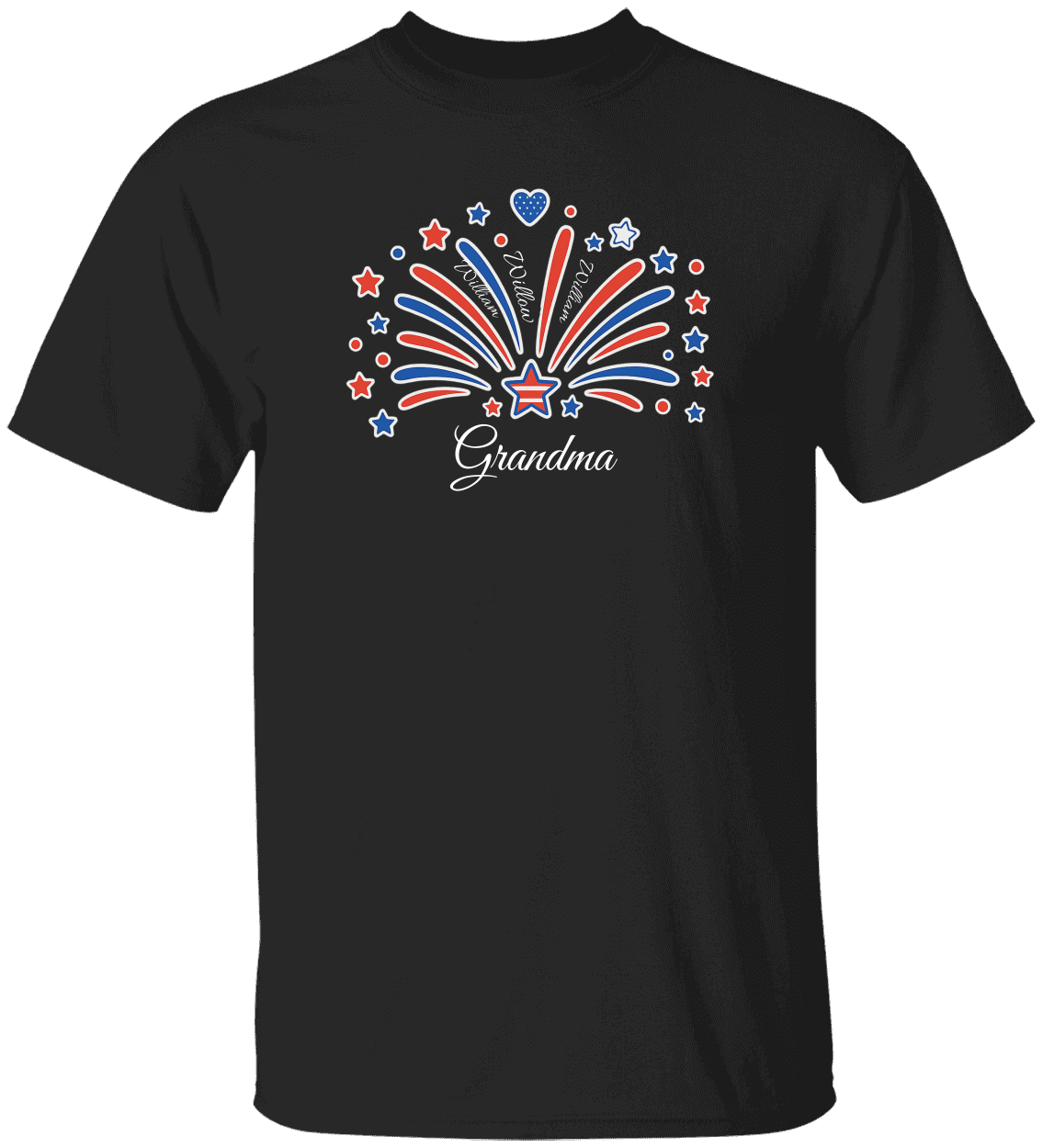 Custom Fireworks T-Shirt โ For Mom or Grandma (Up to 5 Names)