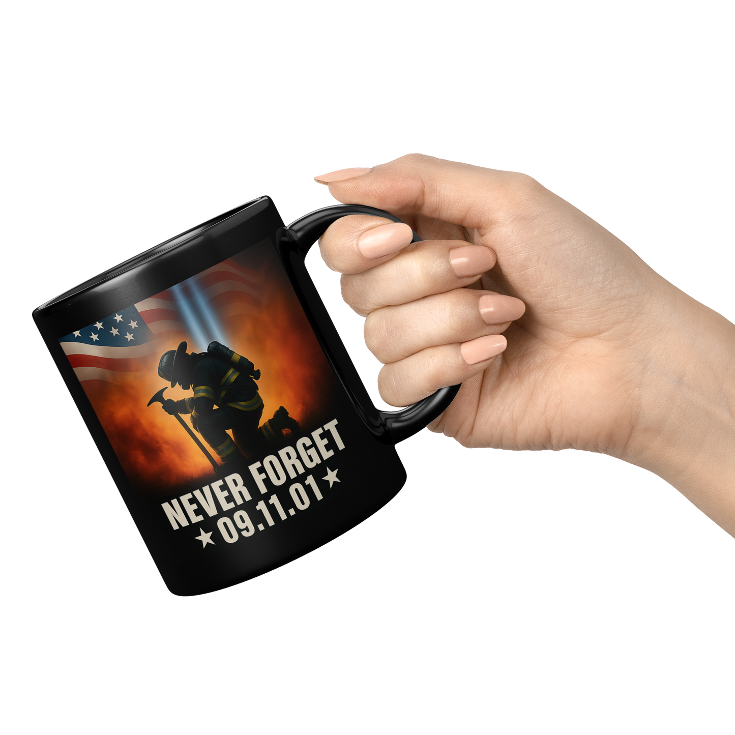 9/11 Memorial Mug – “Never Forget” Firefighter Tribute