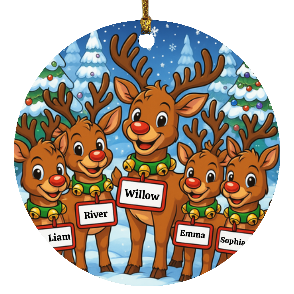 Custom Family Christmas Ornament β Gingerbread or Reindeer Style (Up to 5 Names) Personalized Holiday Keepsake β Fast Shipping, Lifetime Print