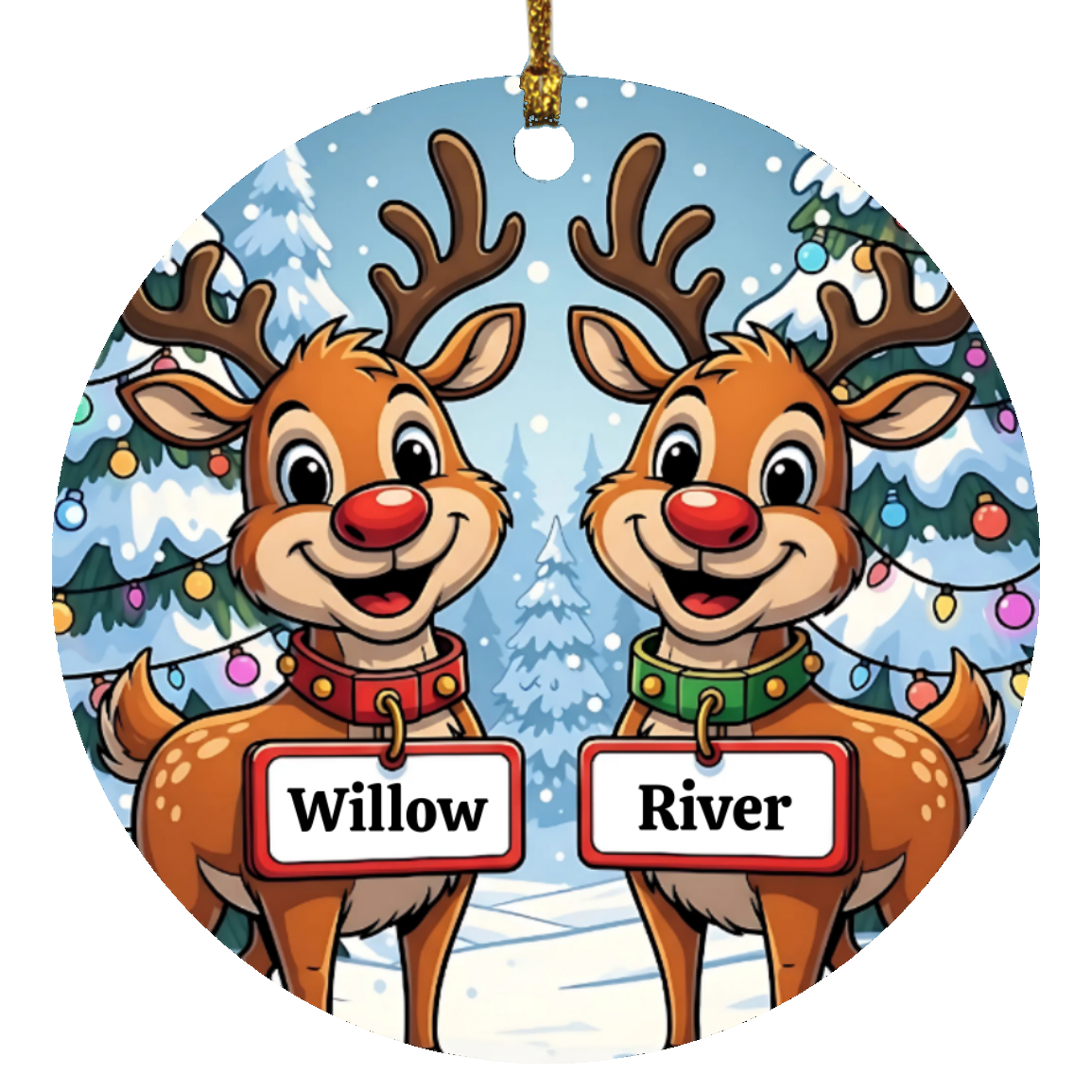 Custom Family Christmas Ornament β Gingerbread or Reindeer Style (Up to 5 Names) Personalized Holiday Keepsake β Fast Shipping, Lifetime Print