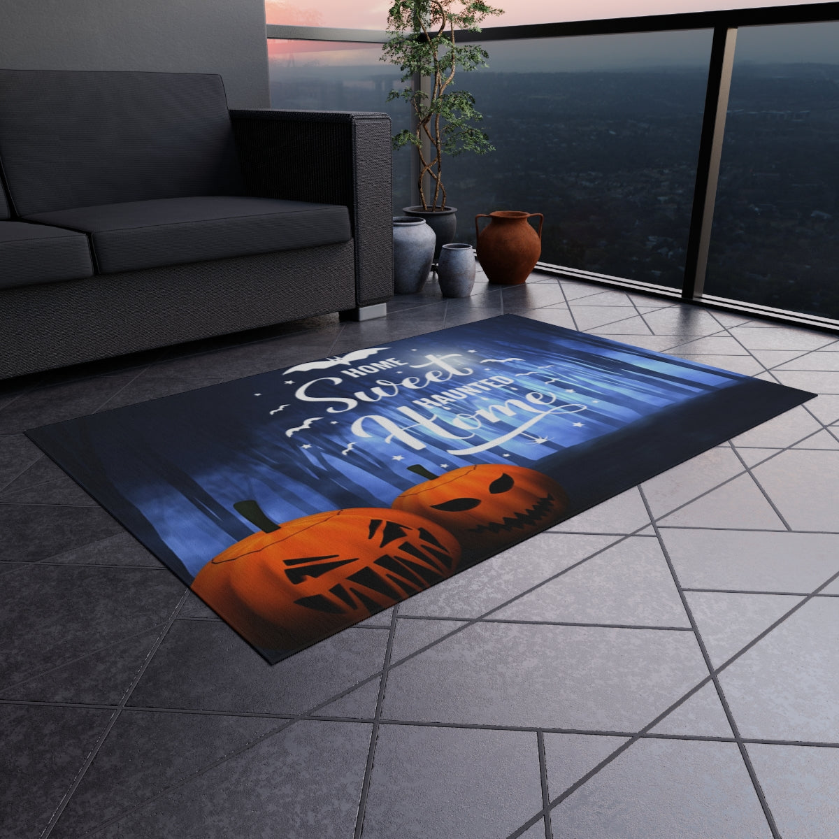 Enchanting Halloween Outdoor Rug Collection — Four Spooky & Cozy Variations