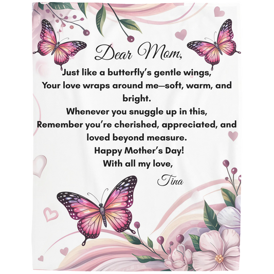 “Dear Mom Personalized Fleece Blanket - A Heartfelt Gift to Show Your Love”
