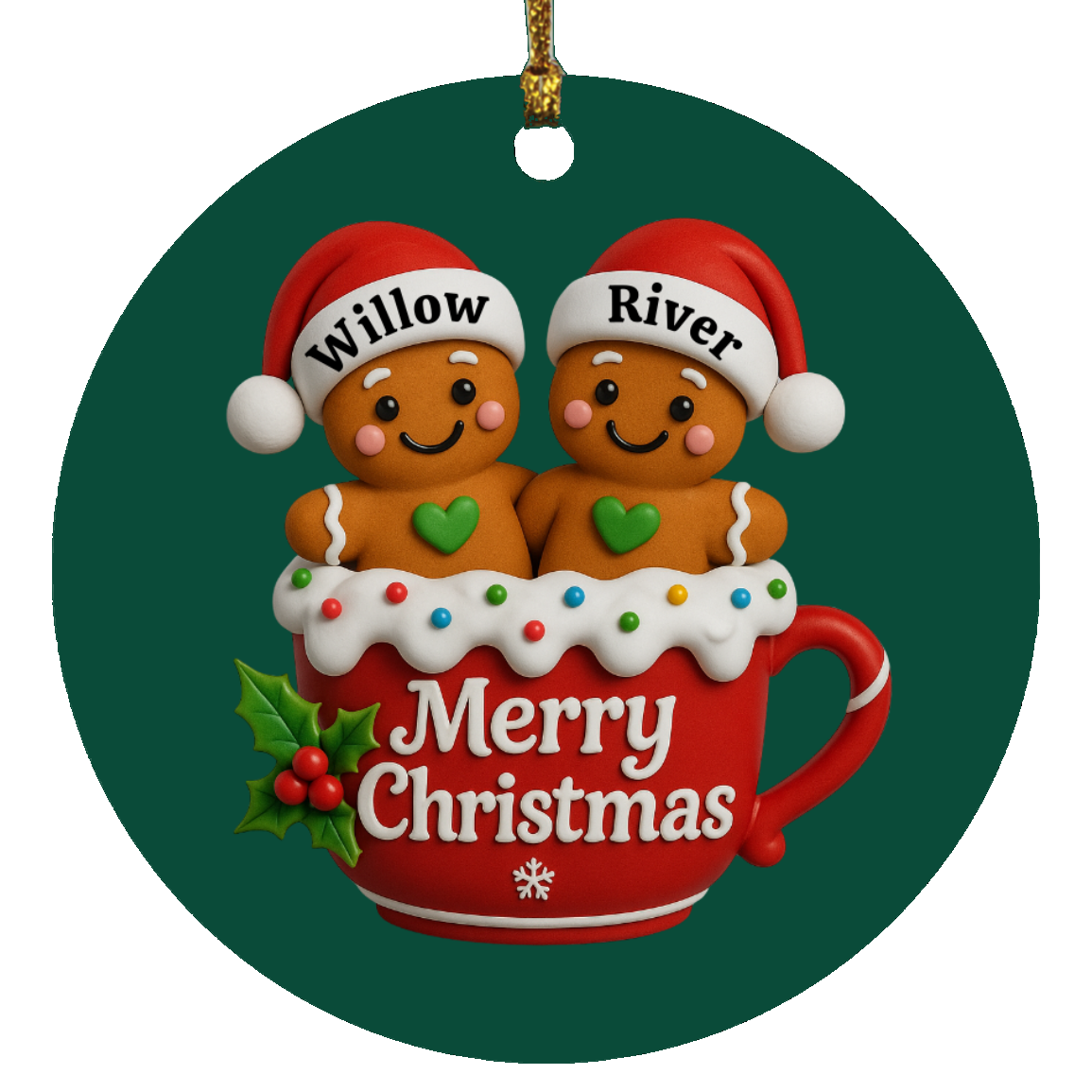 Custom Family Christmas Ornament – Gingerbread or Reindeer Style (Up to 5 Names) Personalized Holiday Keepsake – Fast Shipping, Lifetime Print