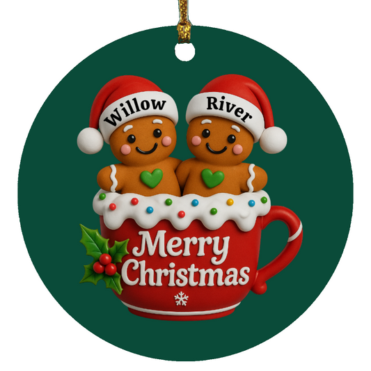 Custom Family Christmas Ornament – Gingerbread or Reindeer Style (Up to 5 Names) Personalized Holiday Keepsake – Fast Shipping, Lifetime Print