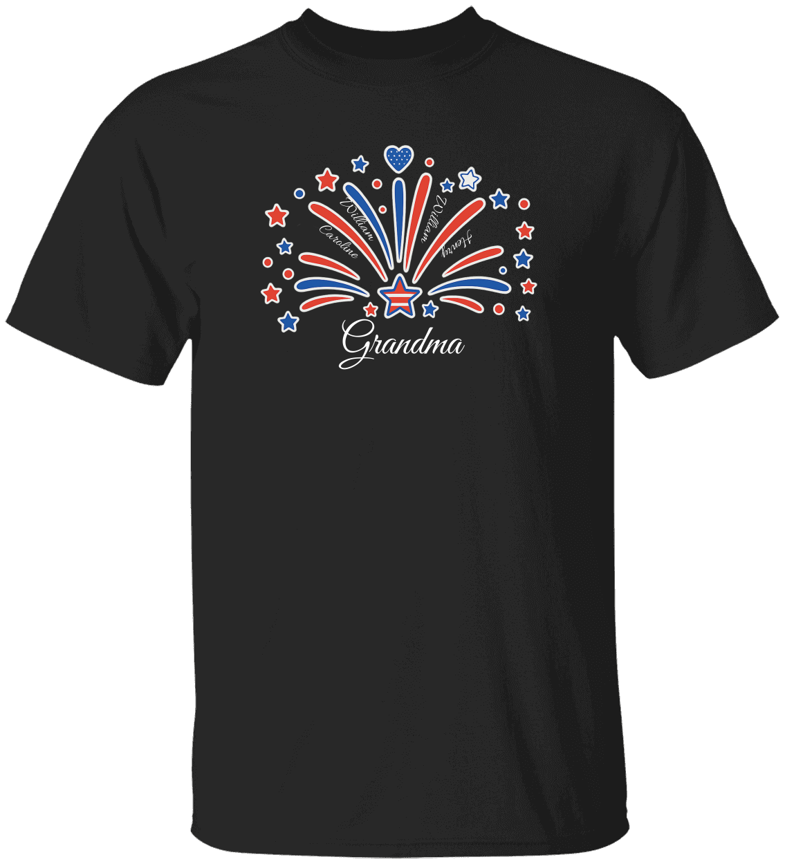 Custom Fireworks T-Shirt – For Mom or Grandma (Up to 5 Names)