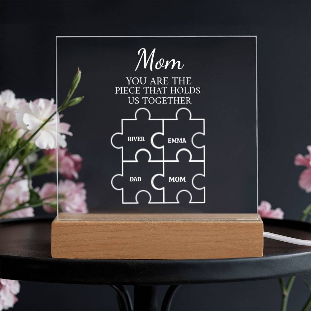 Mom Puzzle Piece Plaque
