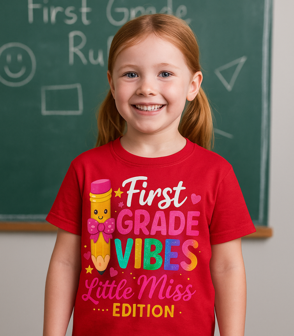 First Grade Vibes Tee ✏️ – Little Miss Edition