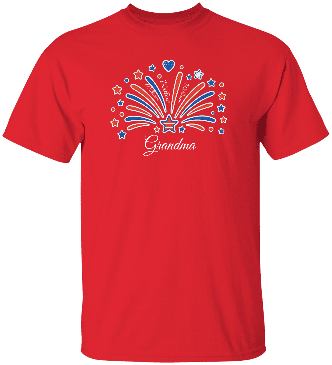 Custom Fireworks T-Shirt – For Mom or Grandma (Up to 5 Names)