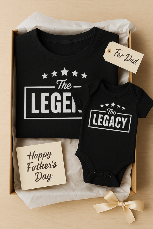 🖤 The Legend & Legacy™ Matching Dad and Baby Shirt + Onesie Set