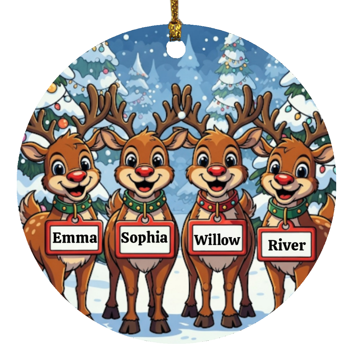 Custom Family Christmas Ornament – Gingerbread or Reindeer Style (Up to 5 Names) Personalized Holiday Keepsake – Fast Shipping, Lifetime Print