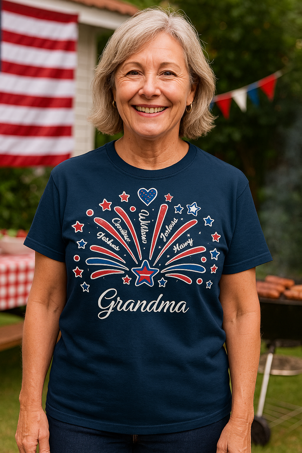 Custom Fireworks T-Shirt – For Mom or Grandma (Up to 5 Names)