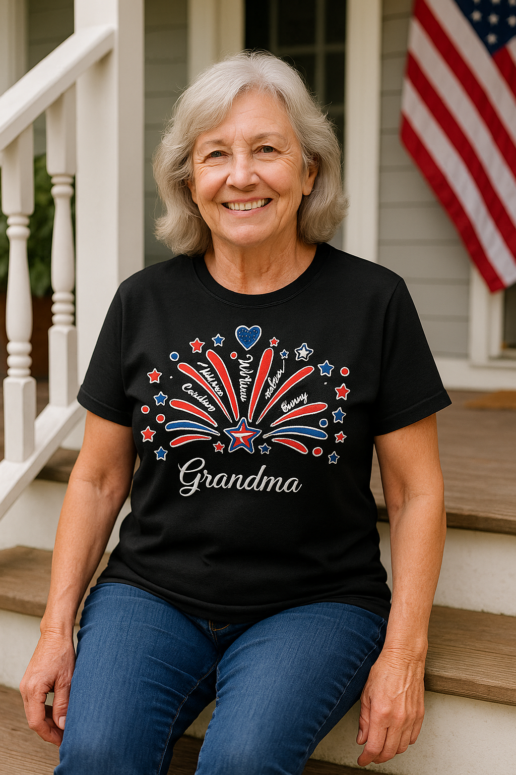Custom Fireworks T-Shirt – For Mom or Grandma (Up to 5 Names)