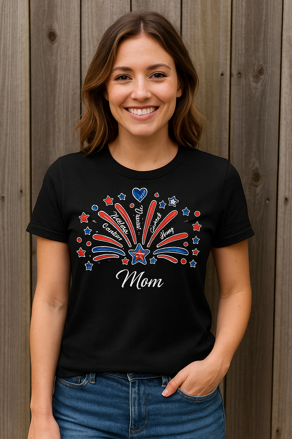 Custom Fireworks T-Shirt – For Mom or Grandma (Up to 5 Names)