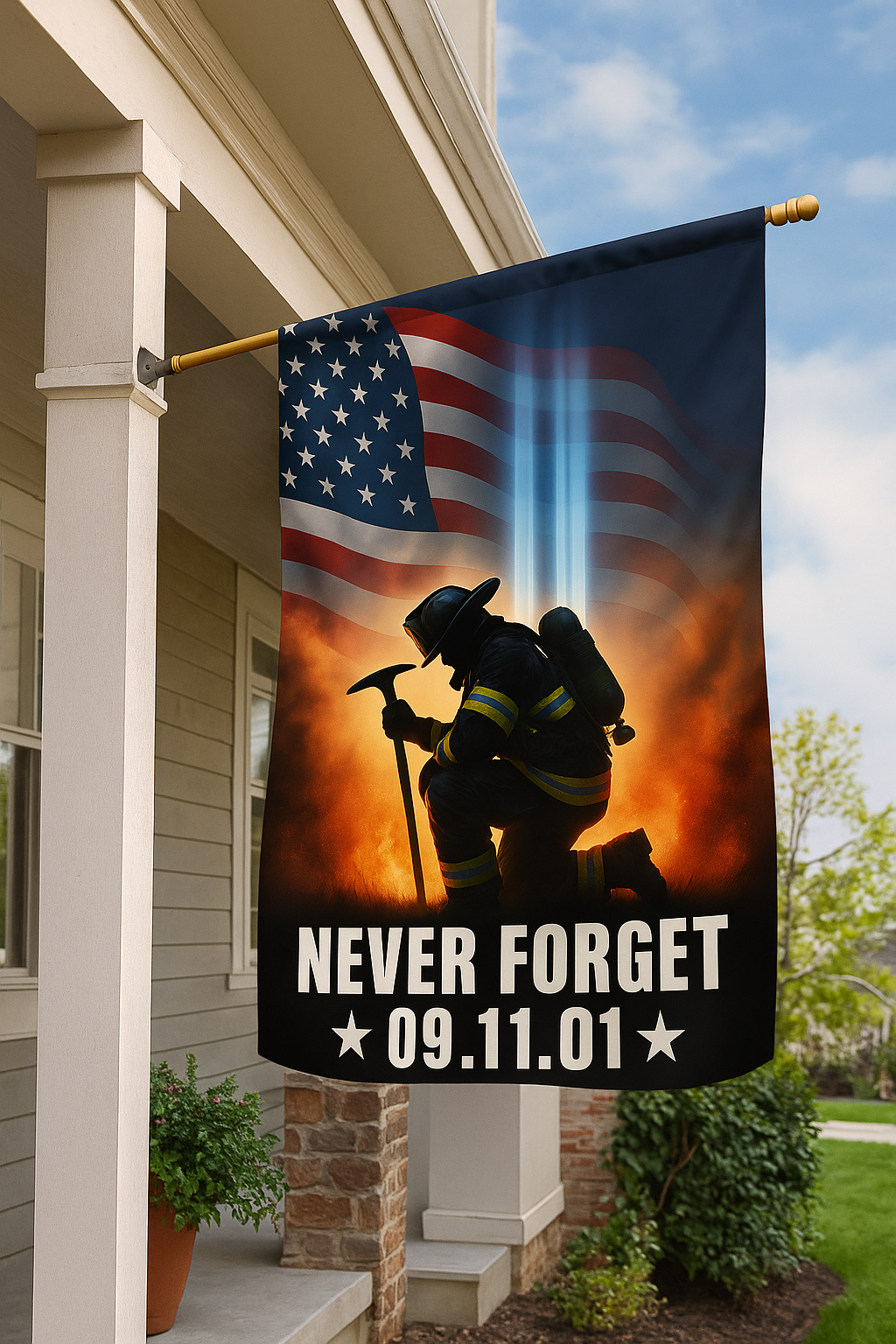 Never Forget 9/11 Memorial Flag Collection - Firefighter Tribute Banners | Choose Your Design: Tribute Light or Historic Towers| Bundle & Save | Buy 2-Get 15% Off | Buy 3- Get 20% Off