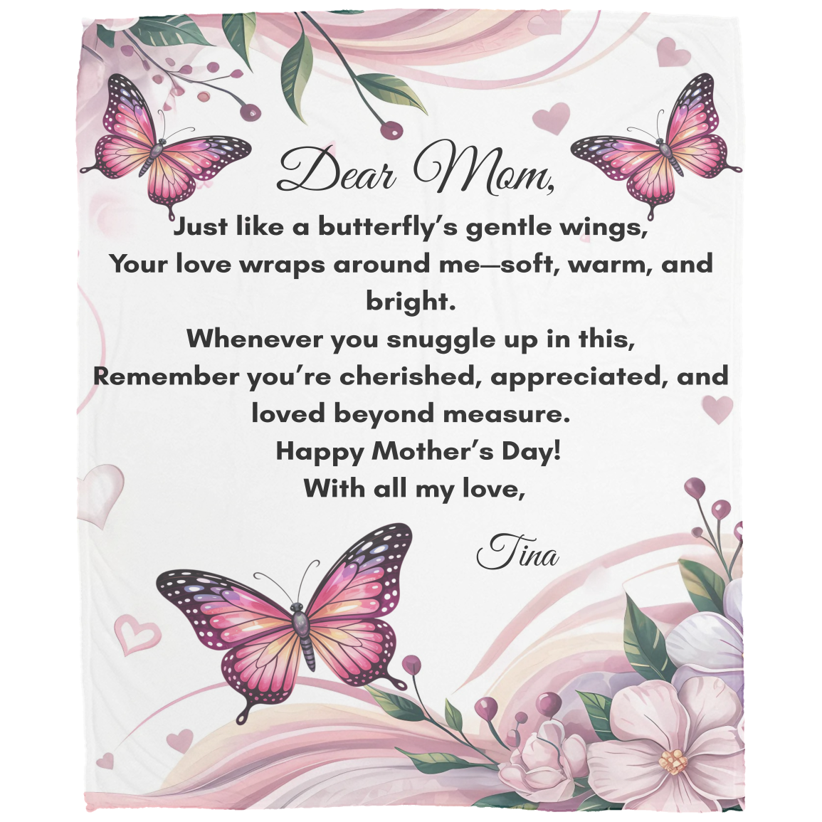 “Dear Mom Personalized Fleece Blanket - A Heartfelt Gift to Show Your Love”