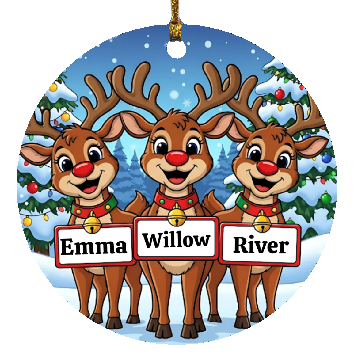 Custom Family Christmas Ornament – Gingerbread or Reindeer Style (Up to 5 Names) Personalized Holiday Keepsake – Fast Shipping, Lifetime Print