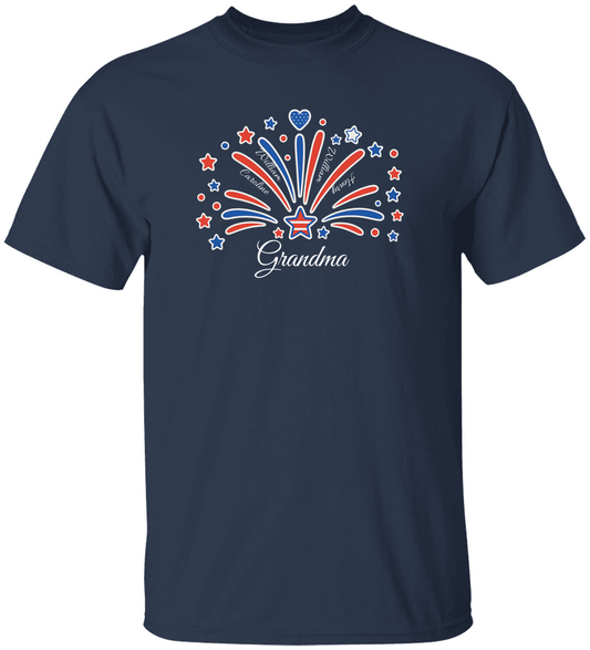 Custom Fireworks T-Shirt – For Mom or Grandma (Up to 5 Names)