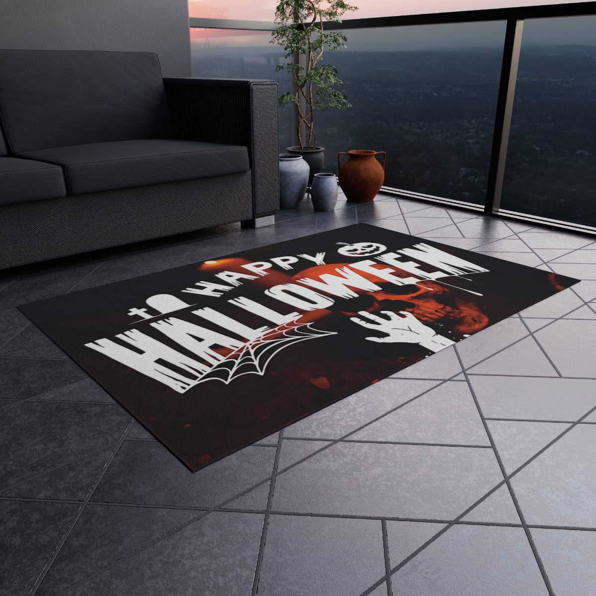 Enchanting Halloween Outdoor Rug Collection — Four Spooky & Cozy Variations