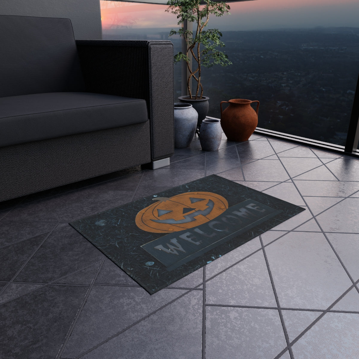 Enchanting Halloween Outdoor Rug Collection — Four Spooky & Cozy Variations