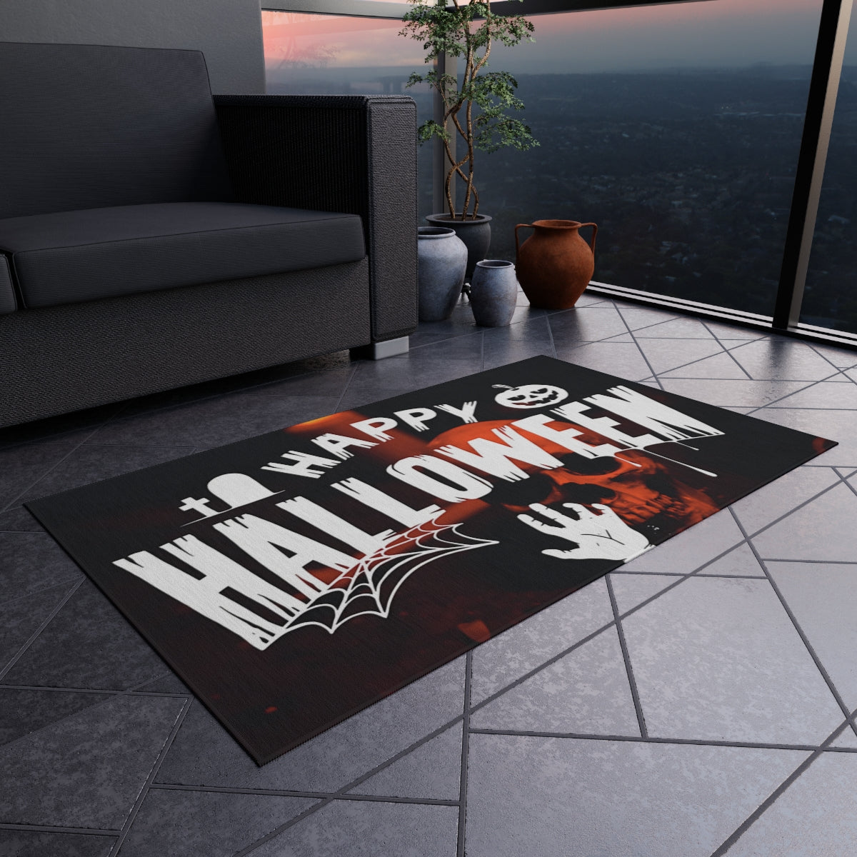 Enchanting Halloween Outdoor Rug Collection — Four Spooky & Cozy Variations
