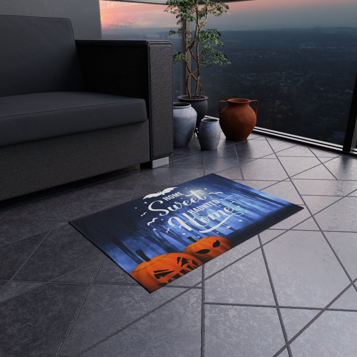Enchanting Halloween Outdoor Rug Collection — Four Spooky & Cozy Variations