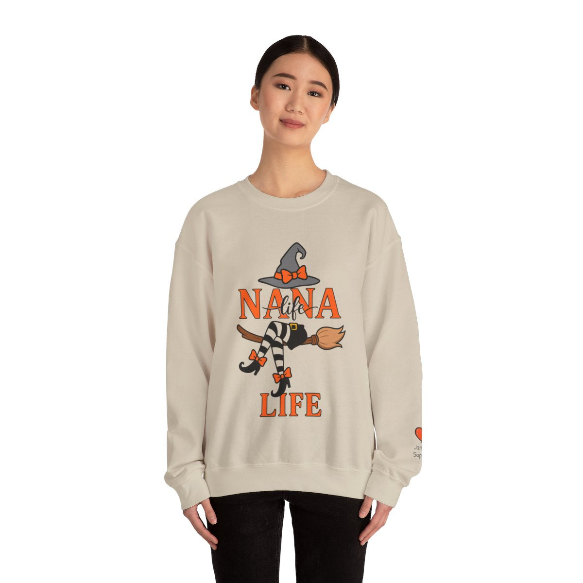 “Personalized NANA Life Halloween Sweatshirt – Custom Witch Crewneck with Grandkids’ Names (Unisex)”