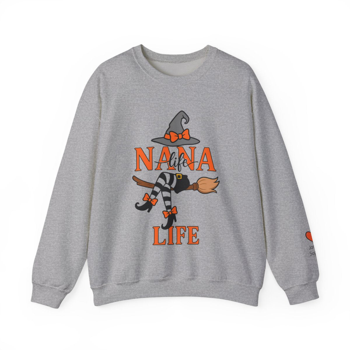 “Personalized NANA Life Halloween Sweatshirt – Custom Witch Crewneck with Grandkids’ Names (Unisex)”