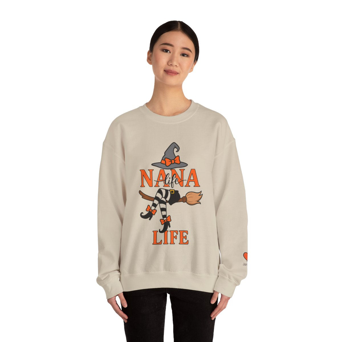 “Personalized NANA Life Halloween Sweatshirt – Custom Witch Crewneck with Grandkids’ Names (Unisex)”